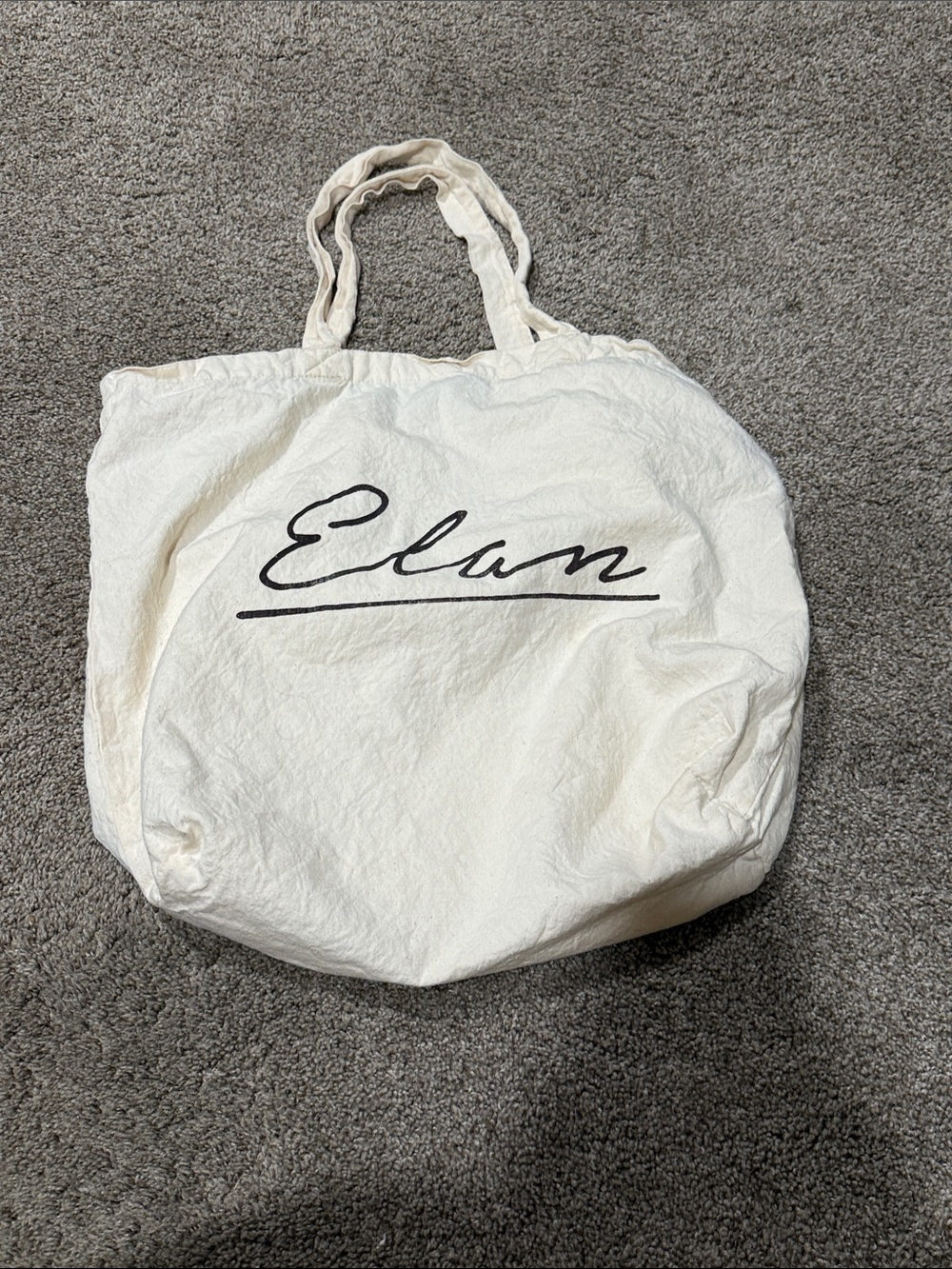 Elan Cream Canvas Tote with Script Logo